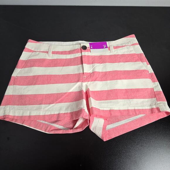 Merona Red Wash Striped Shorts Women Size 4 - Picture 1 of 4